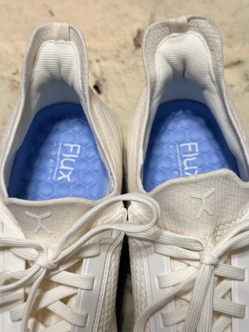 Cream White Athletic Sneakers with Blue Insole - FLUX-